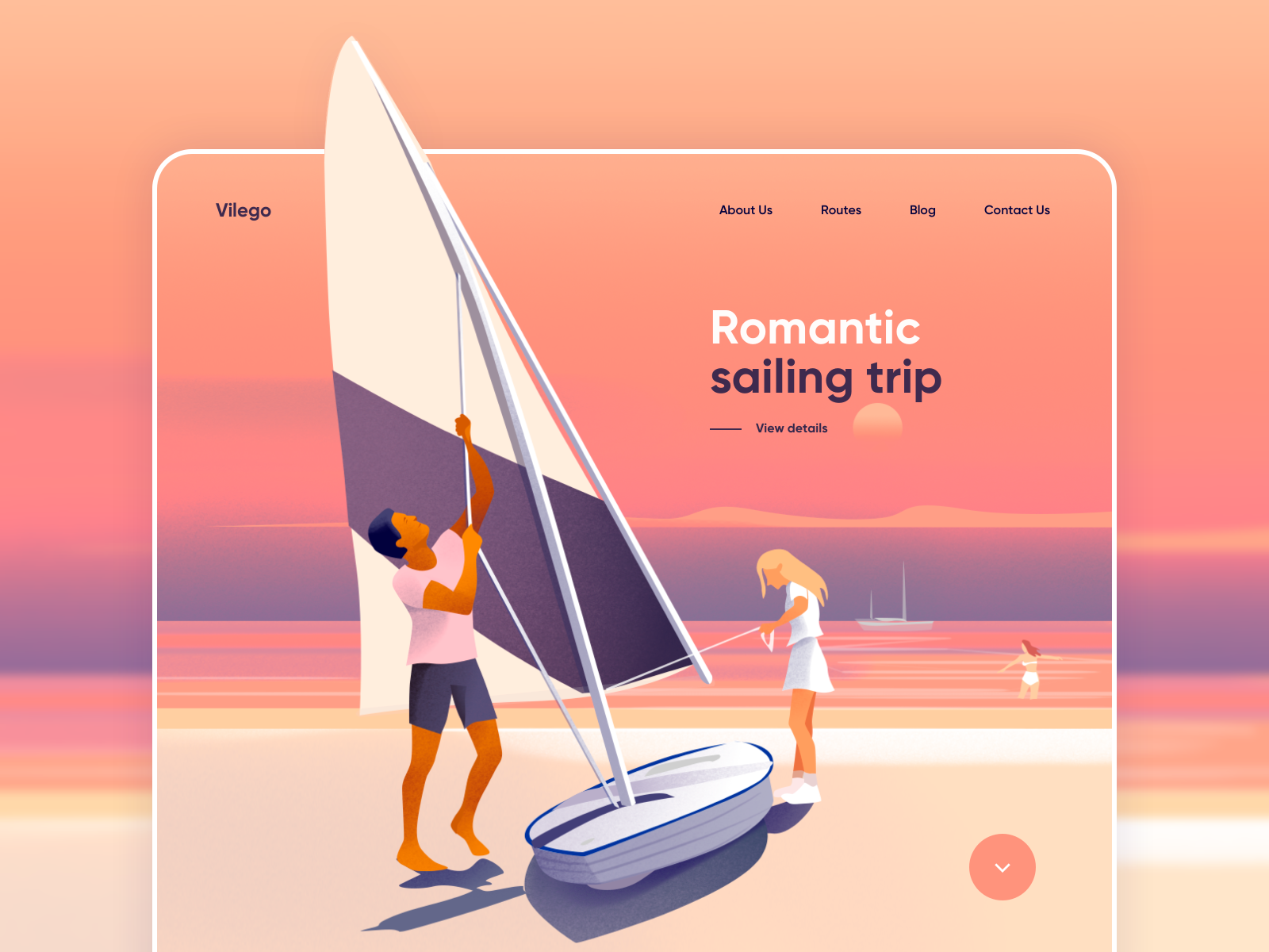 A landing page example showcasing the use of analogous colors. Red, orange and yellow.